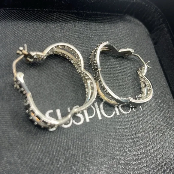 Unique Vintage Sterling Silver Earrings adorned with Marcasite & CZ - Picture 3 of 14